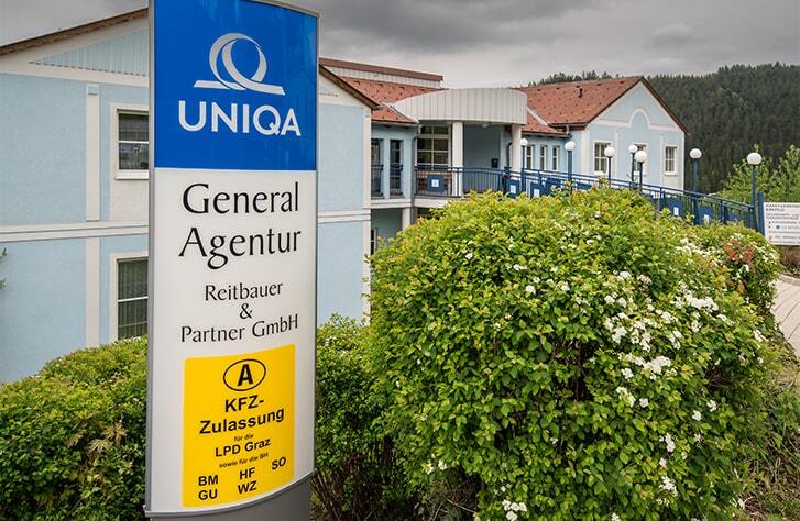 Das Gebäude der UNIQA Generalagentur ​Reitbauer & Partner